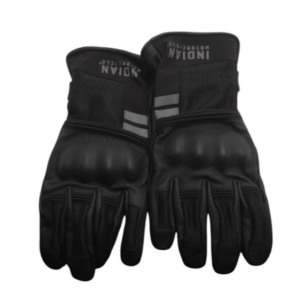 INDIAN MOTORCYCLE SAN Pedro FLAT‎ TRACK LEATHER & NEOPRENE GLOVES BLACK LG Biker
